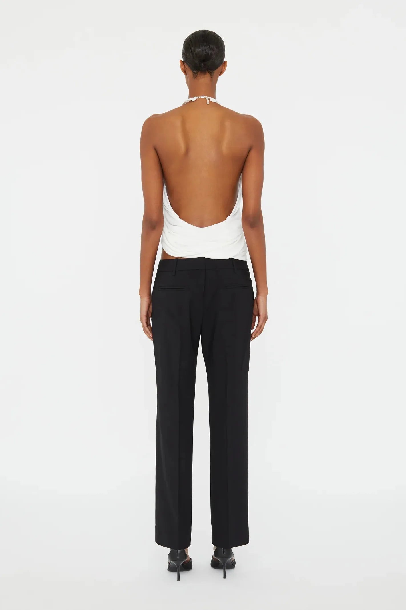 Lavalliere Draped Jersey Halter Top