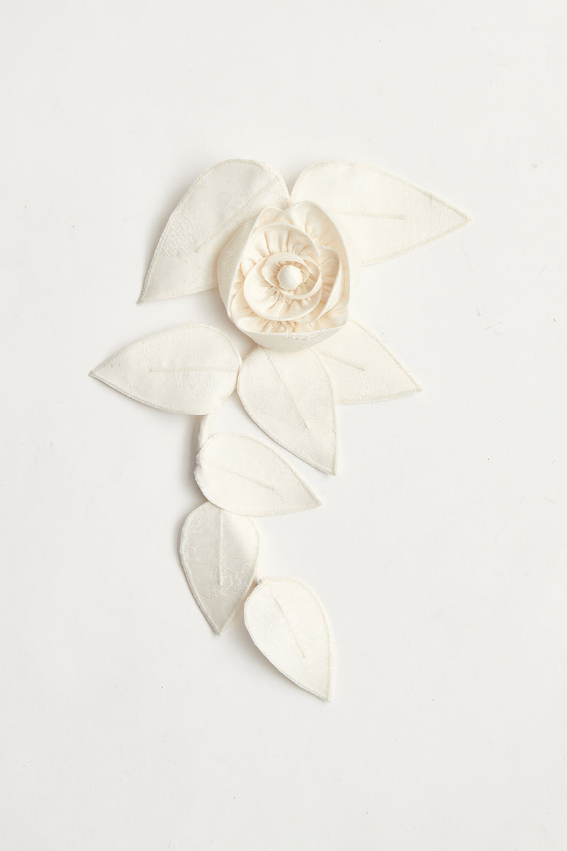 White Silk Flower Brooch