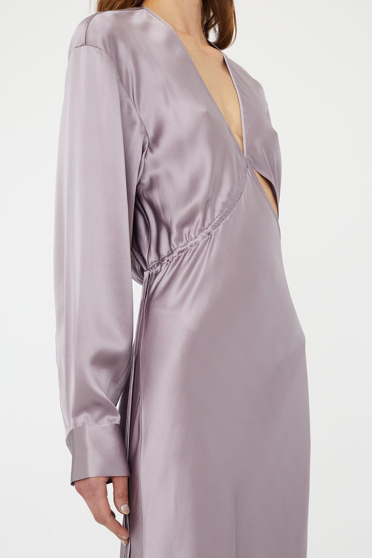 Cross Cut Silk Longsleeve Dress