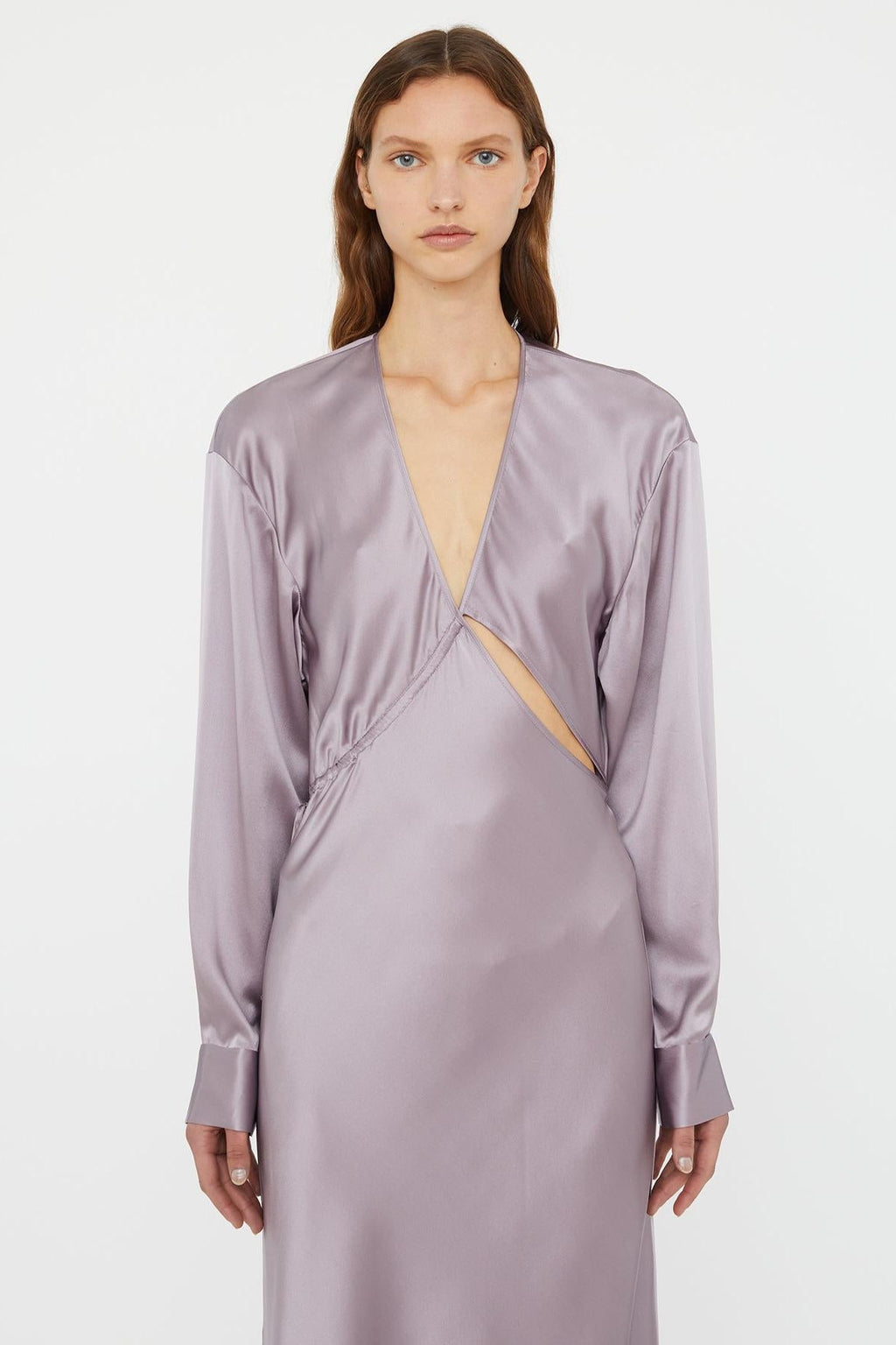 Cross Cut Silk Longsleeve Dress