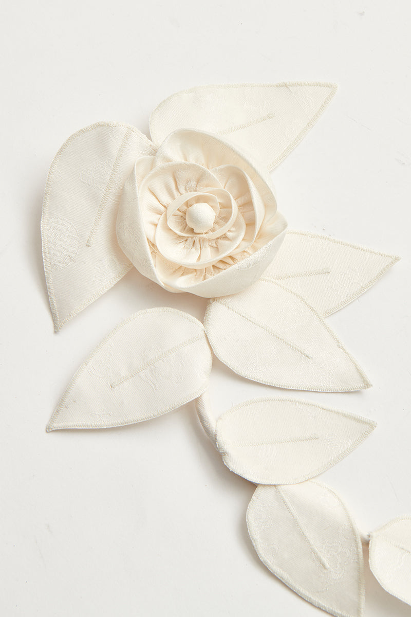 White Silk Flower Brooch