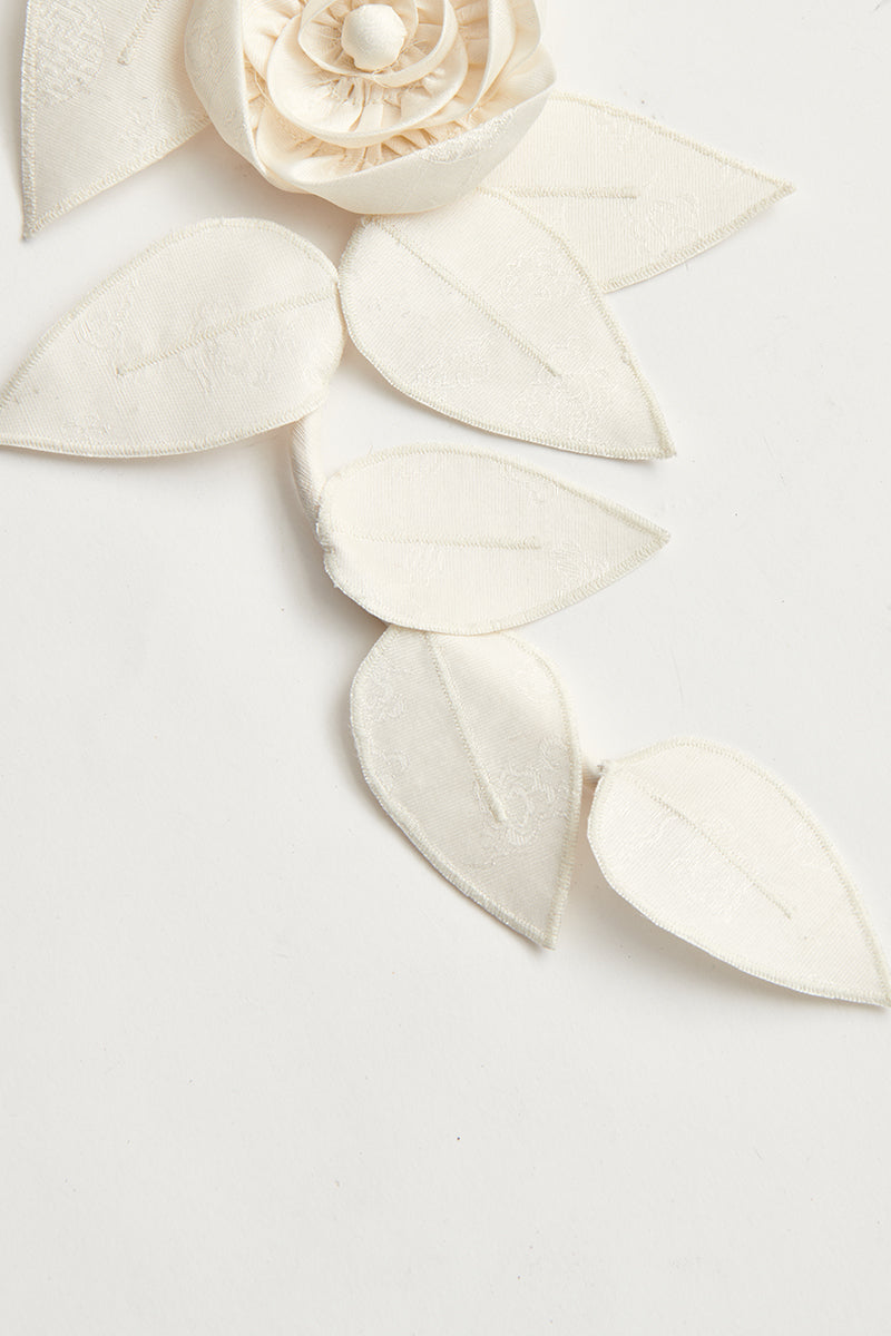 White Silk Flower Brooch