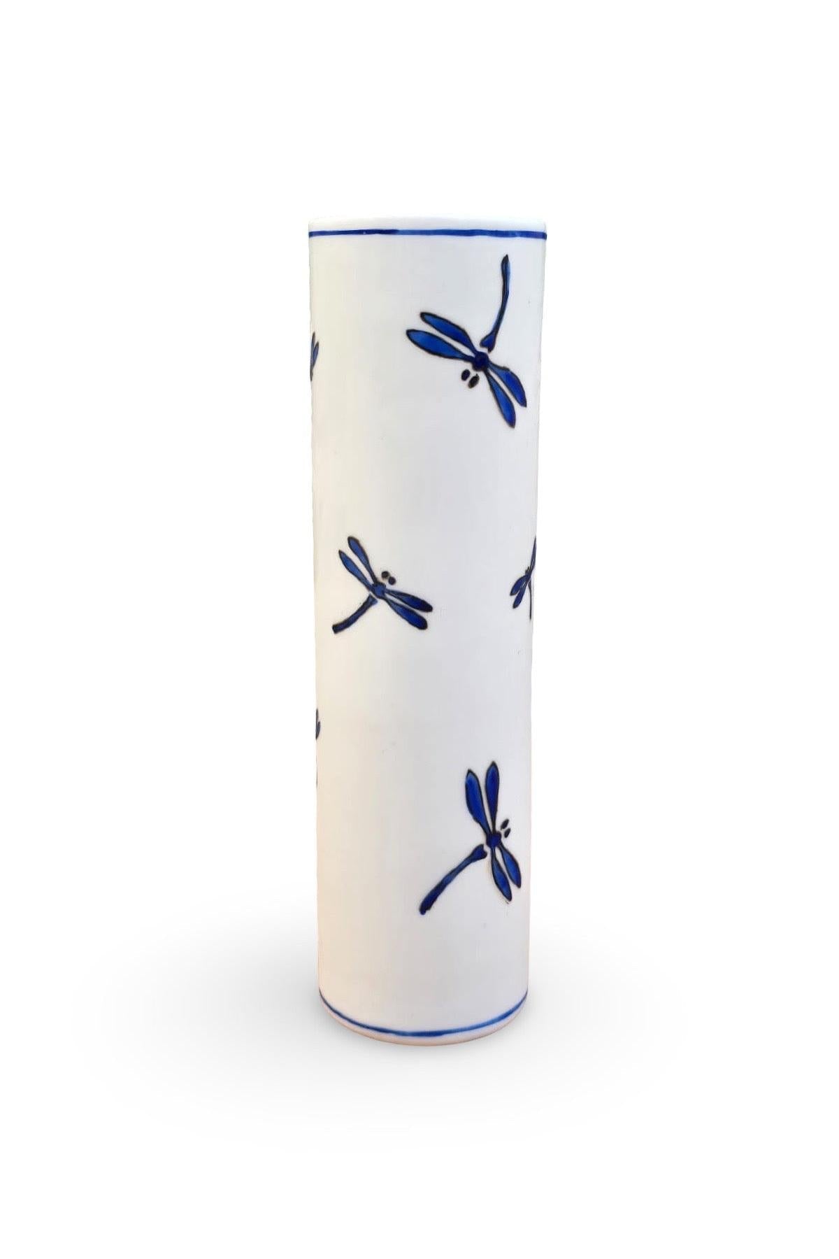 Dragon Fly Cylindrical Vase