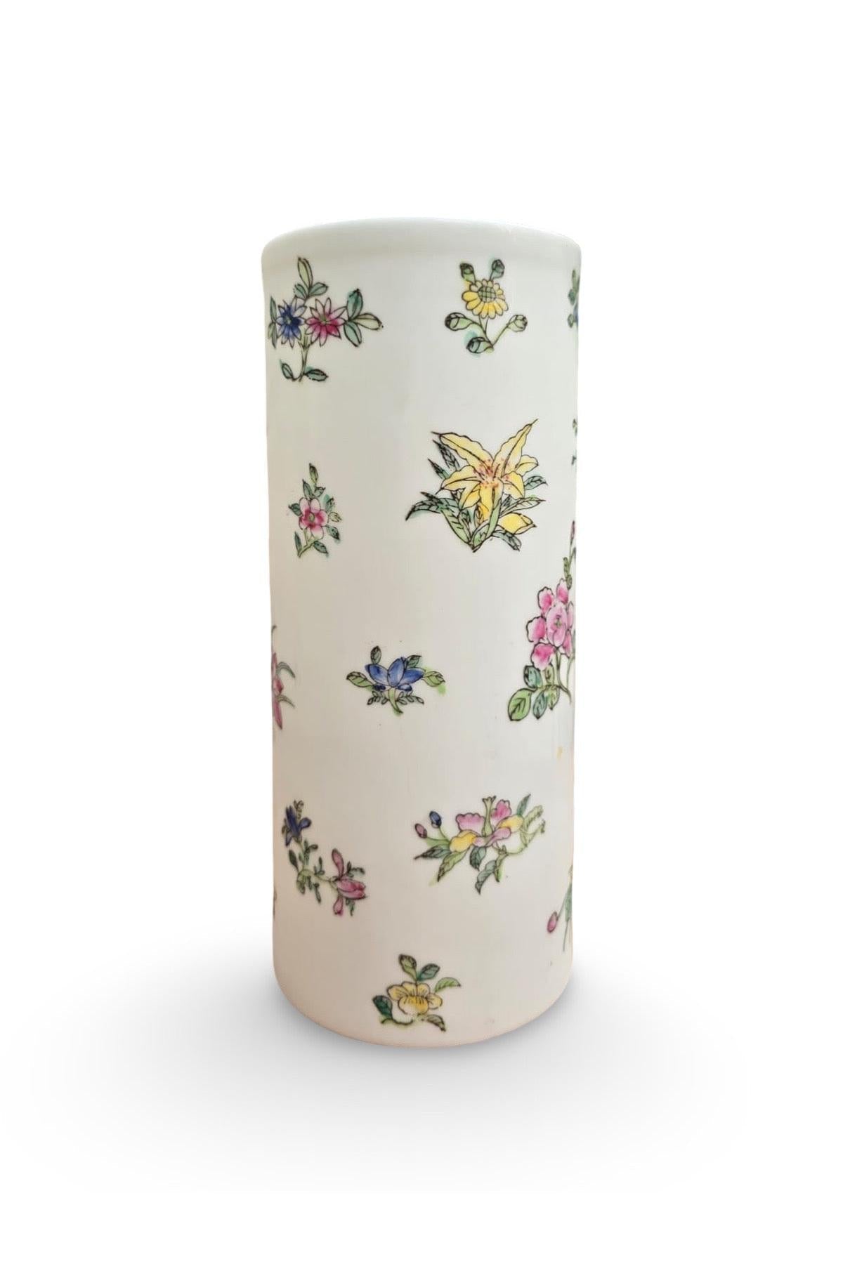 Floral Cylindircal Vase (Narrow