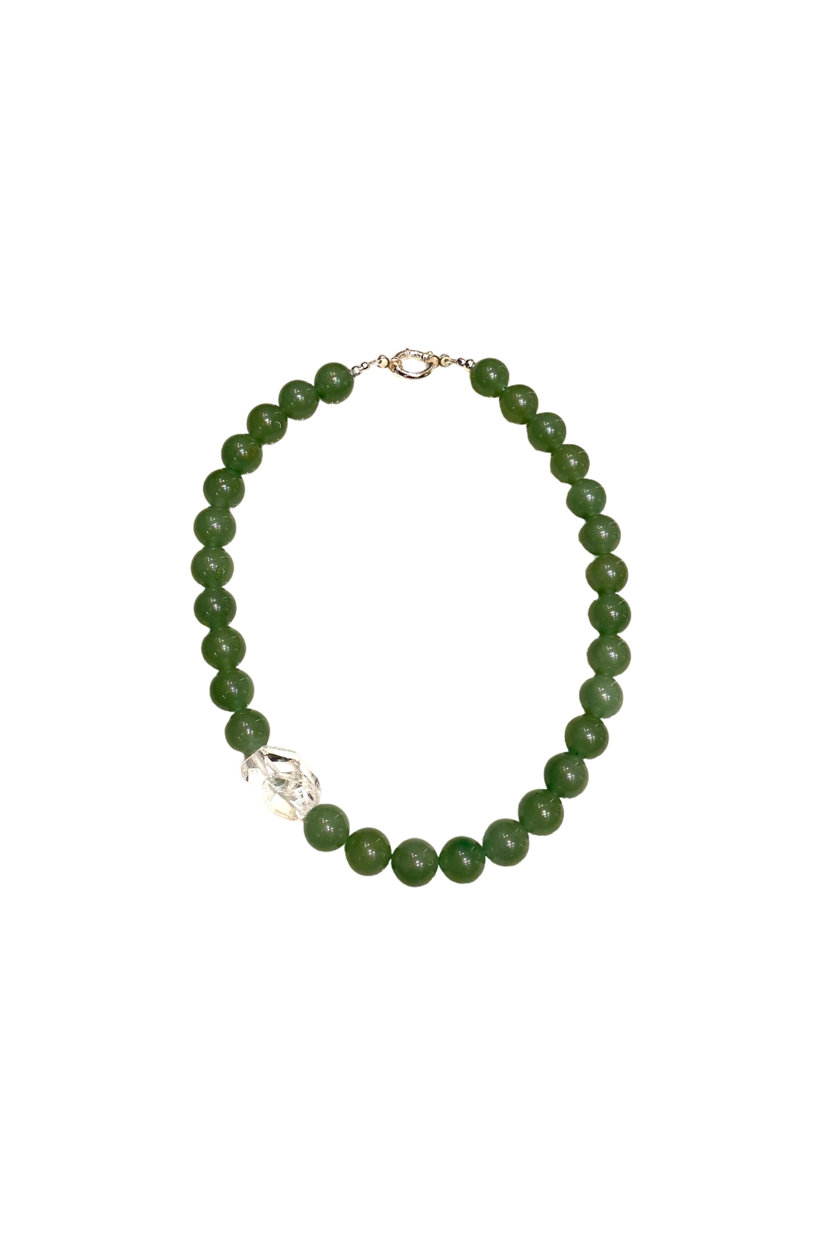 Green Aventurine with Clear Quartz Necklace