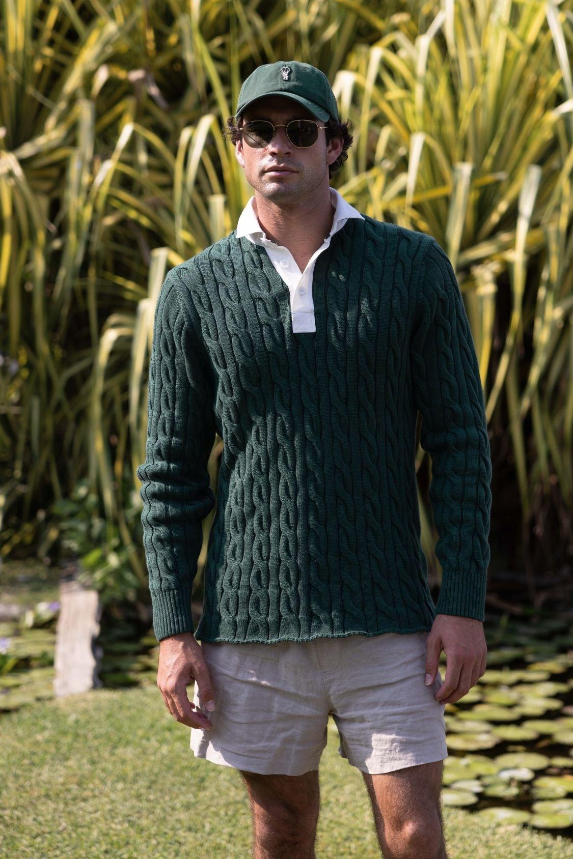 Cable Knit Rugby (Green)