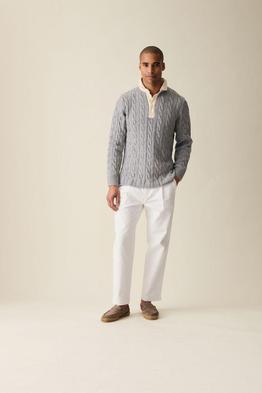 Cable Knit Rugby (Grey)