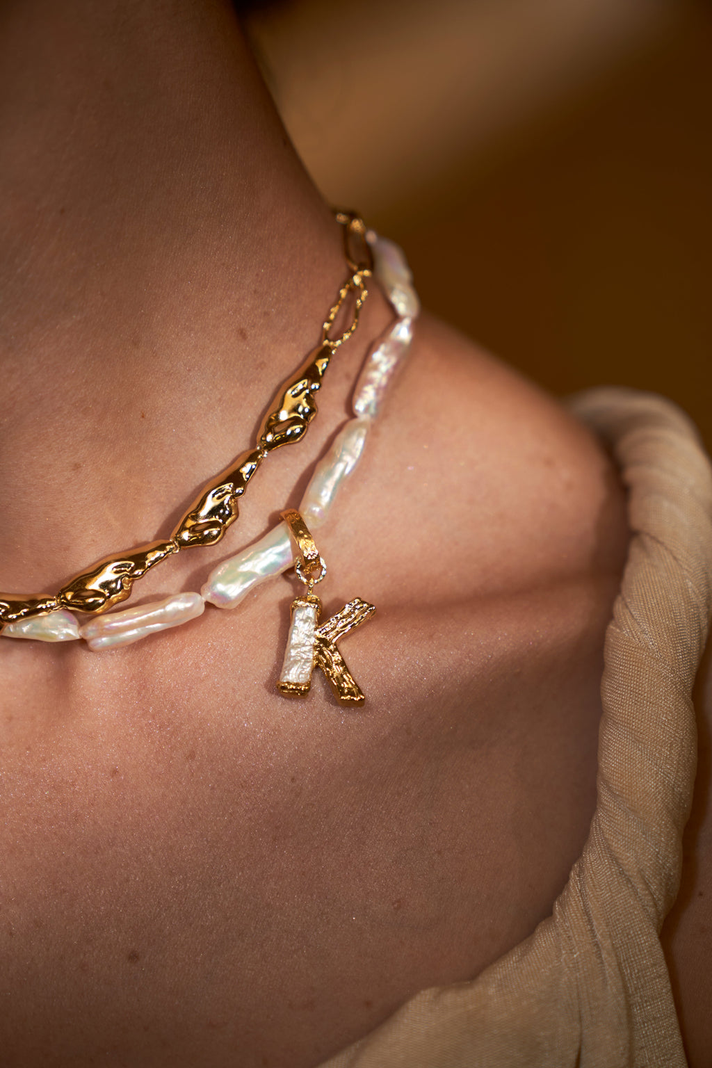 Birch Pearl Alphabet Necklace - Z