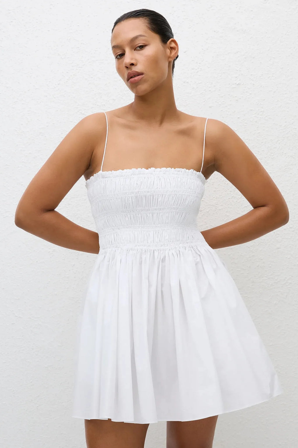 Shirred Bodice Mini Dress