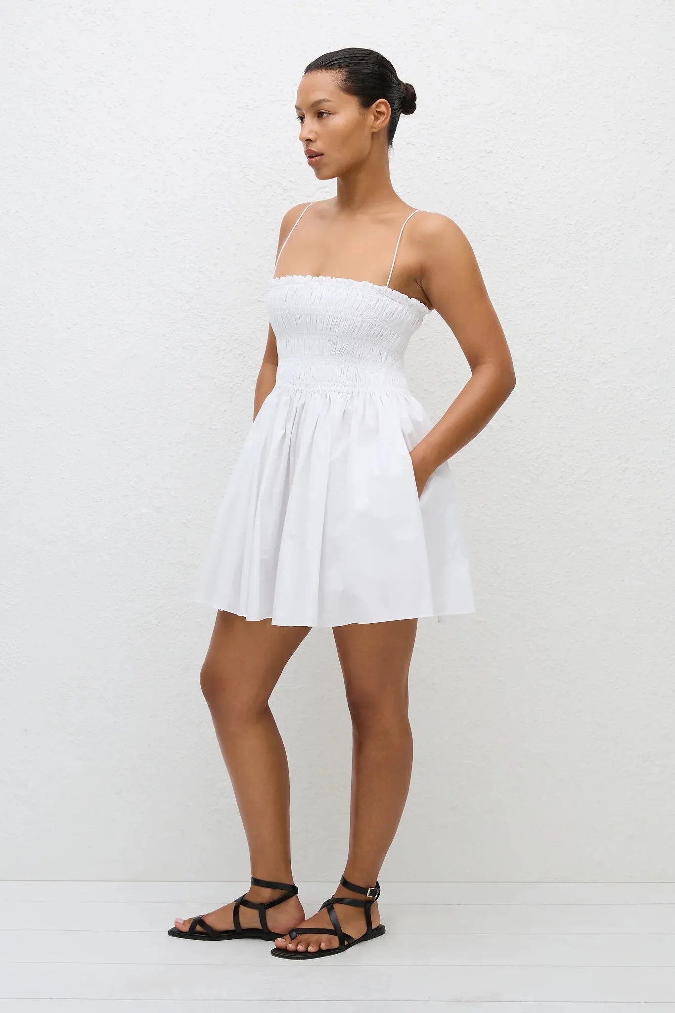 Shirred Bodice Mini Dress