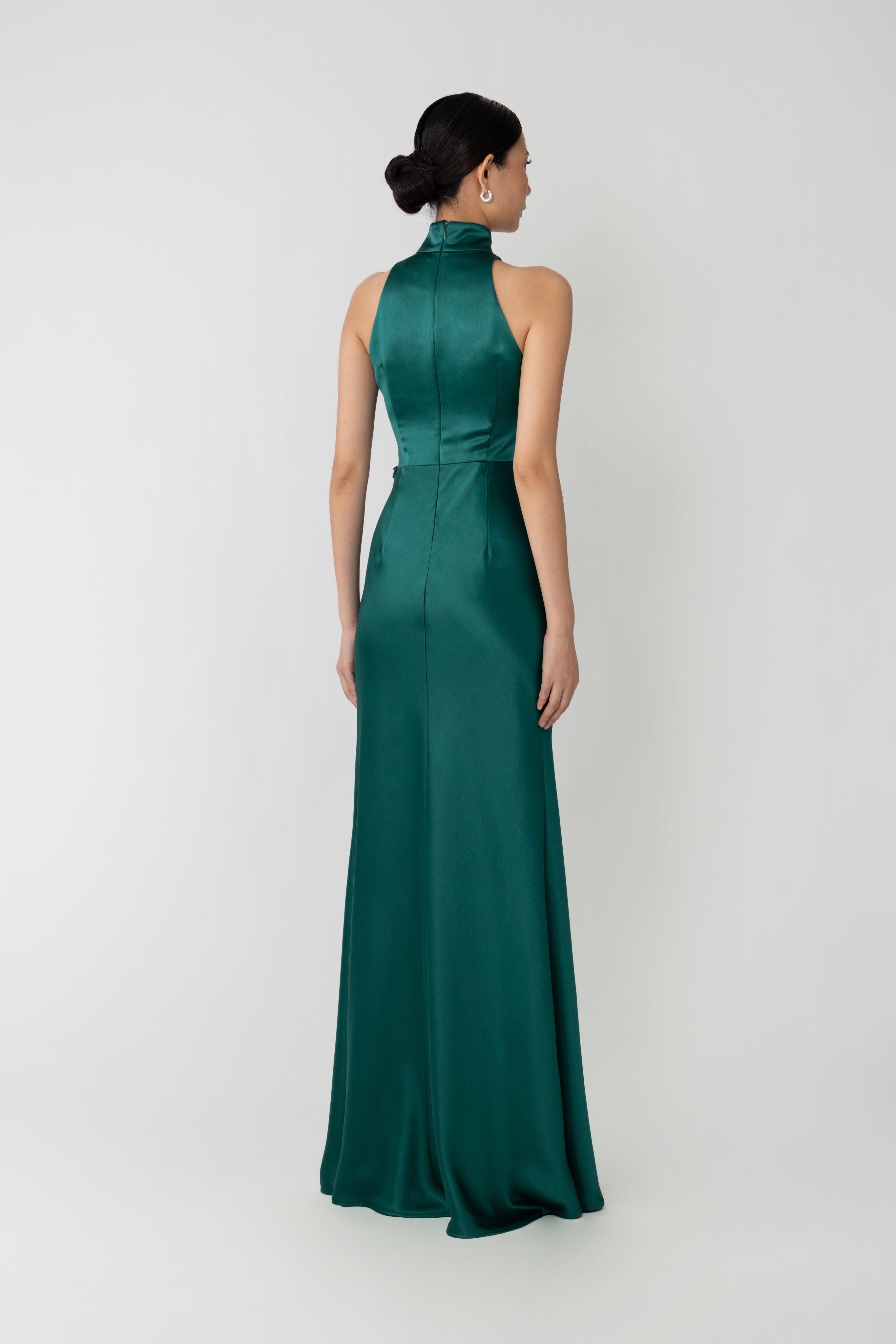 Phoebe Satin Gown (Emerald)
