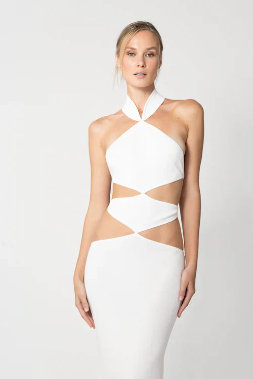 Selma Knit Cut-Out Dress (White)