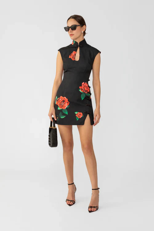 Raya Rosa Mini Dress (Black)