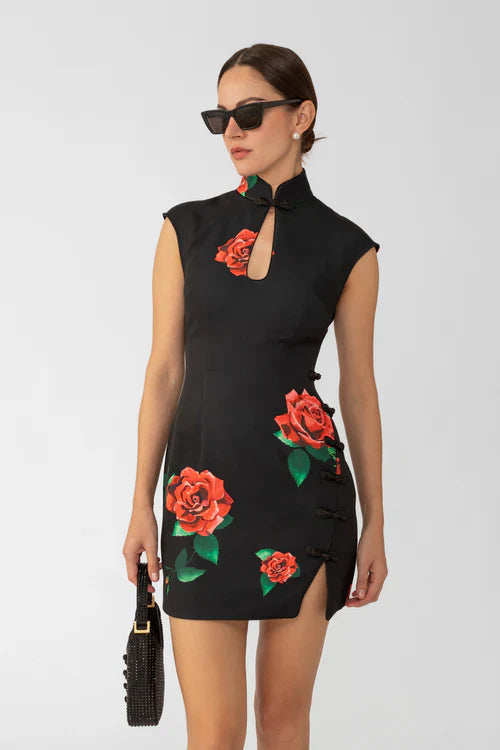 Raya Rosa Mini Dress (Black)