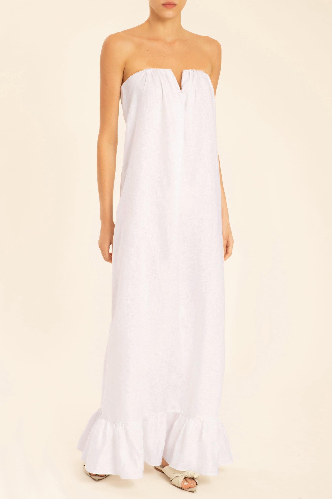 Solid Strapless Long Dress