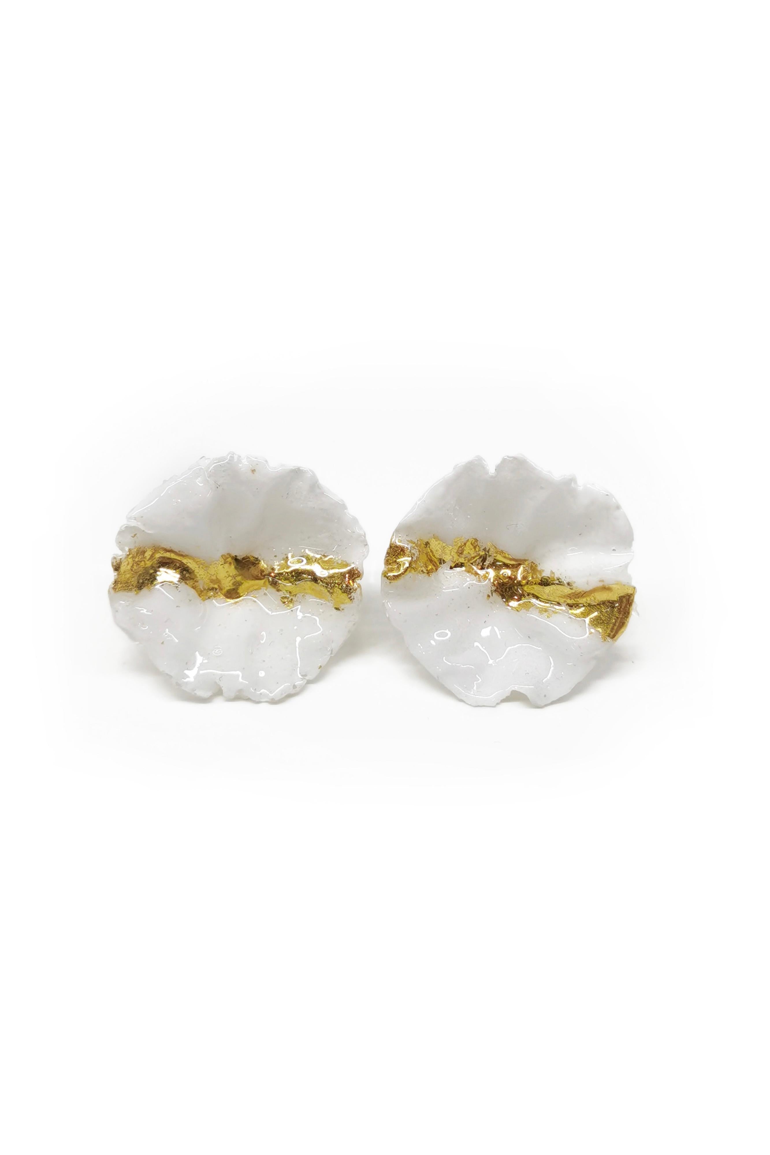 Lotus Leaf Earrings (White)