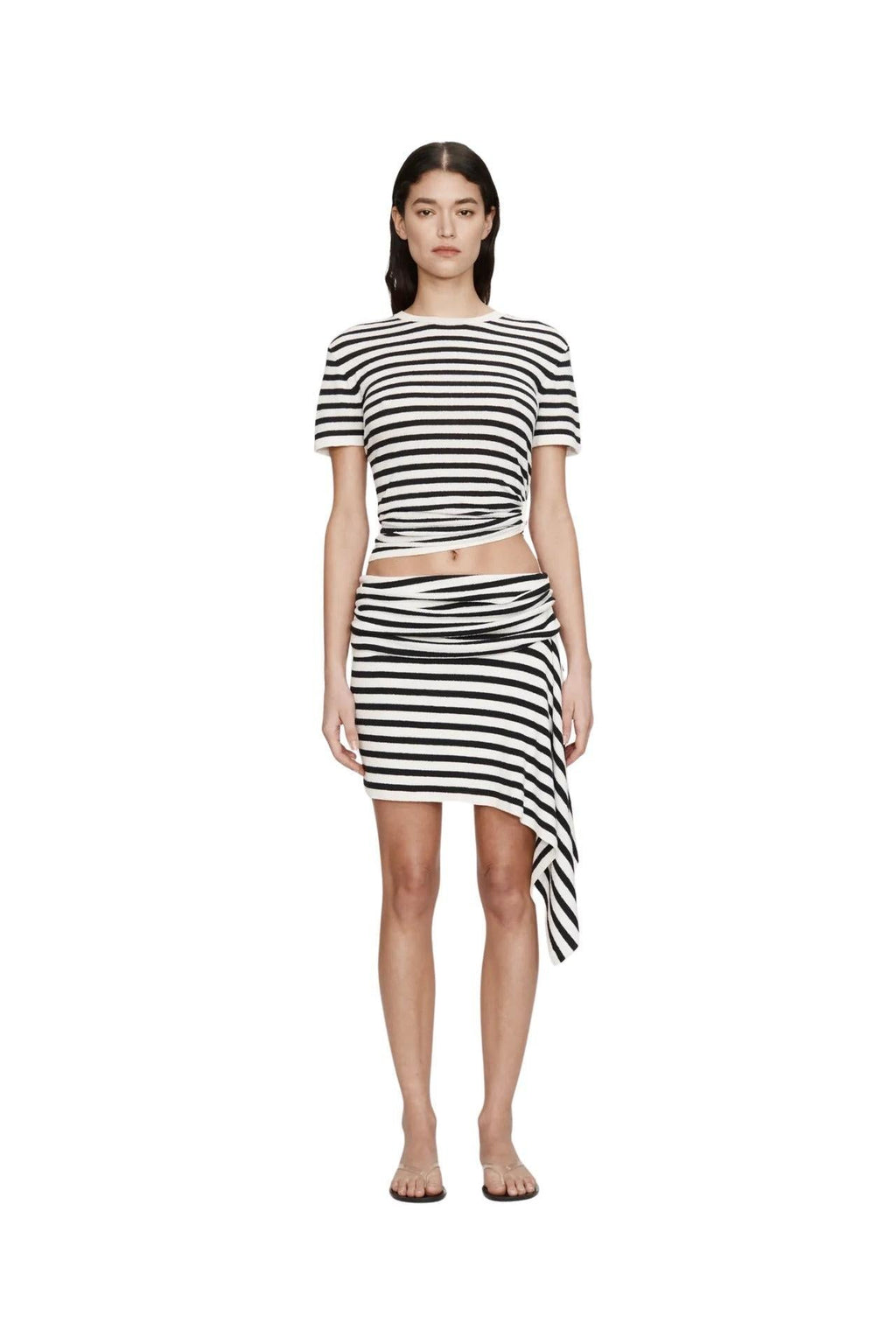 Stripe Knit Drape Mini Skirt