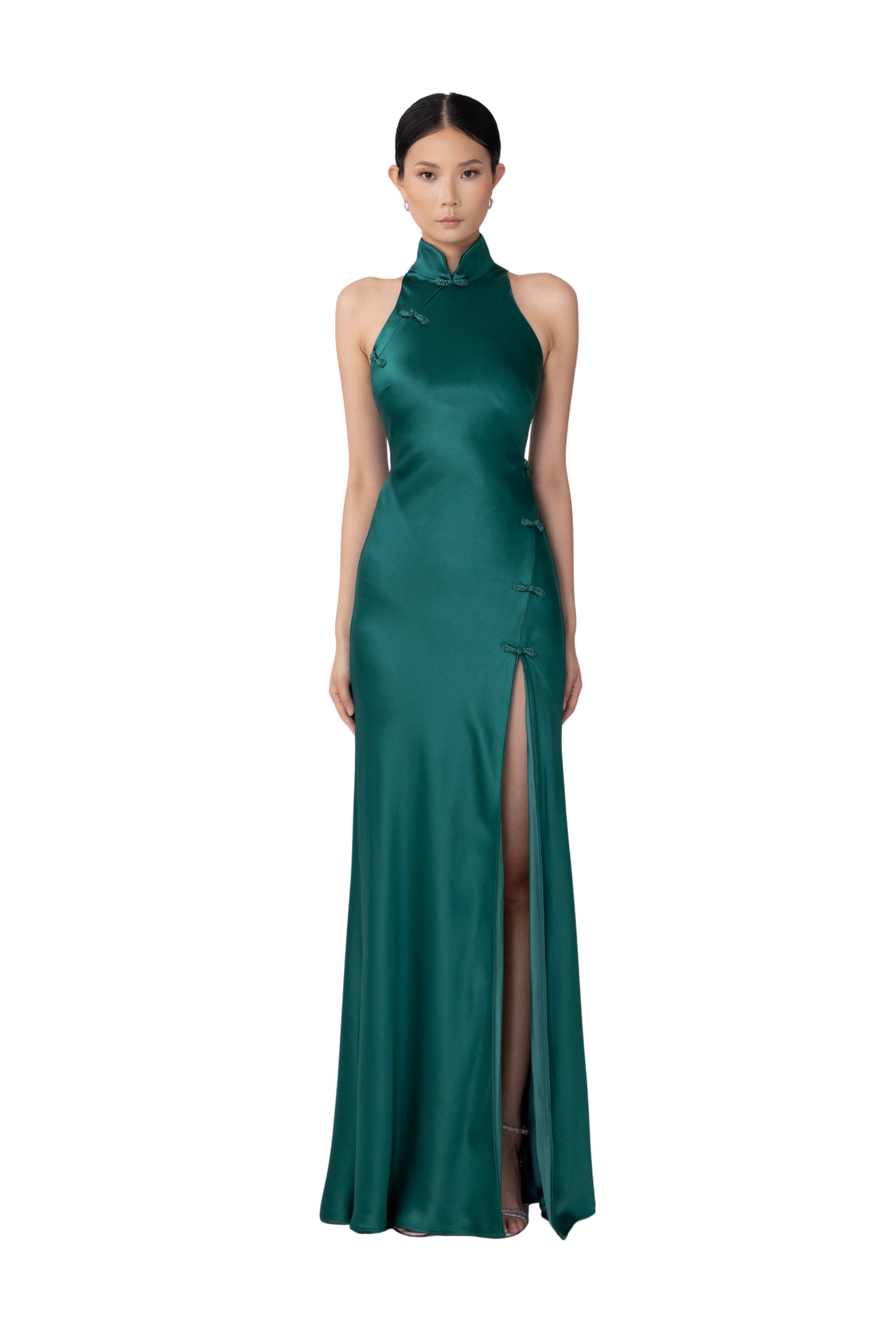 Phoebe Satin Gown (Emerald)