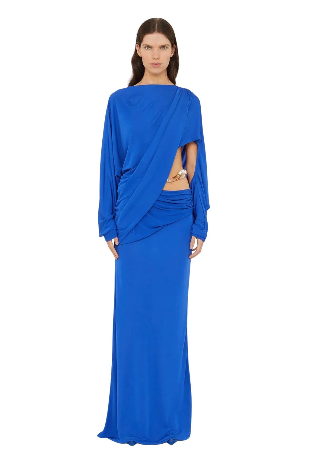Encased Nature Resin Draped Jersey Dress