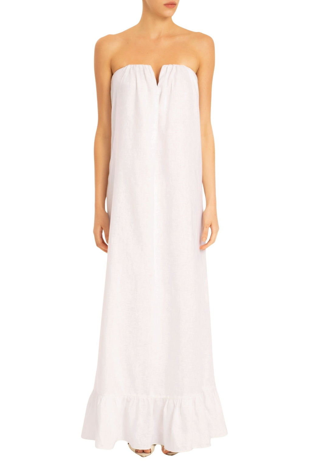 Solid Strapless Long Dress