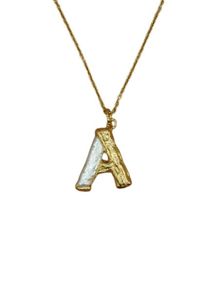 Birch Pearl Alphabet Necklace - A