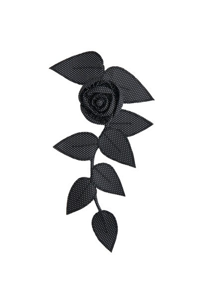 Black SIlk Polka Dot Flower Brooch