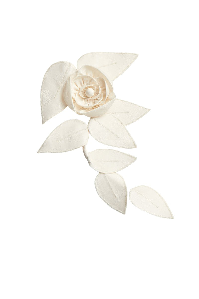 White Silk Flower Brooch