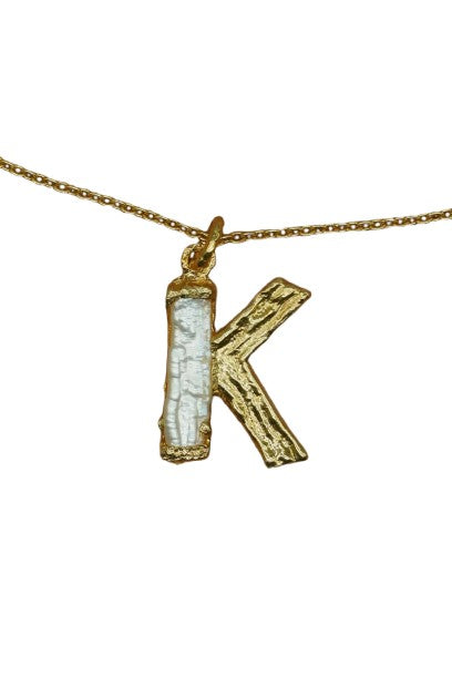 Birch Pearl Alphabet Necklace - K