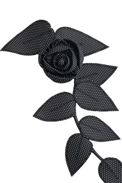 Black SIlk Polka Dot Flower Brooch
