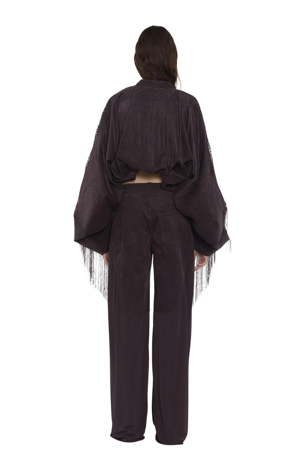 Corduroy Cocoon Fringed Jacket
