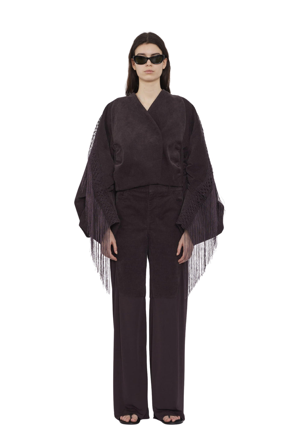 Corduroy Cocoon Fringed Jacket