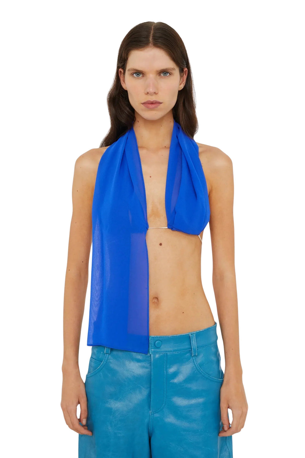 Silk Scarf Chain Bra Top