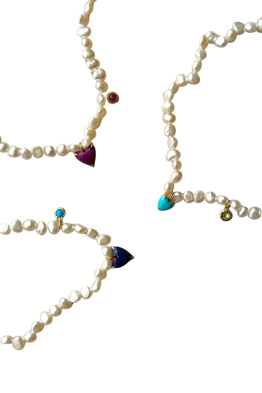 Heart Me Pearl Necklace  - Lapis