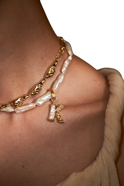 Birch Pearl Alphabet Necklace - S