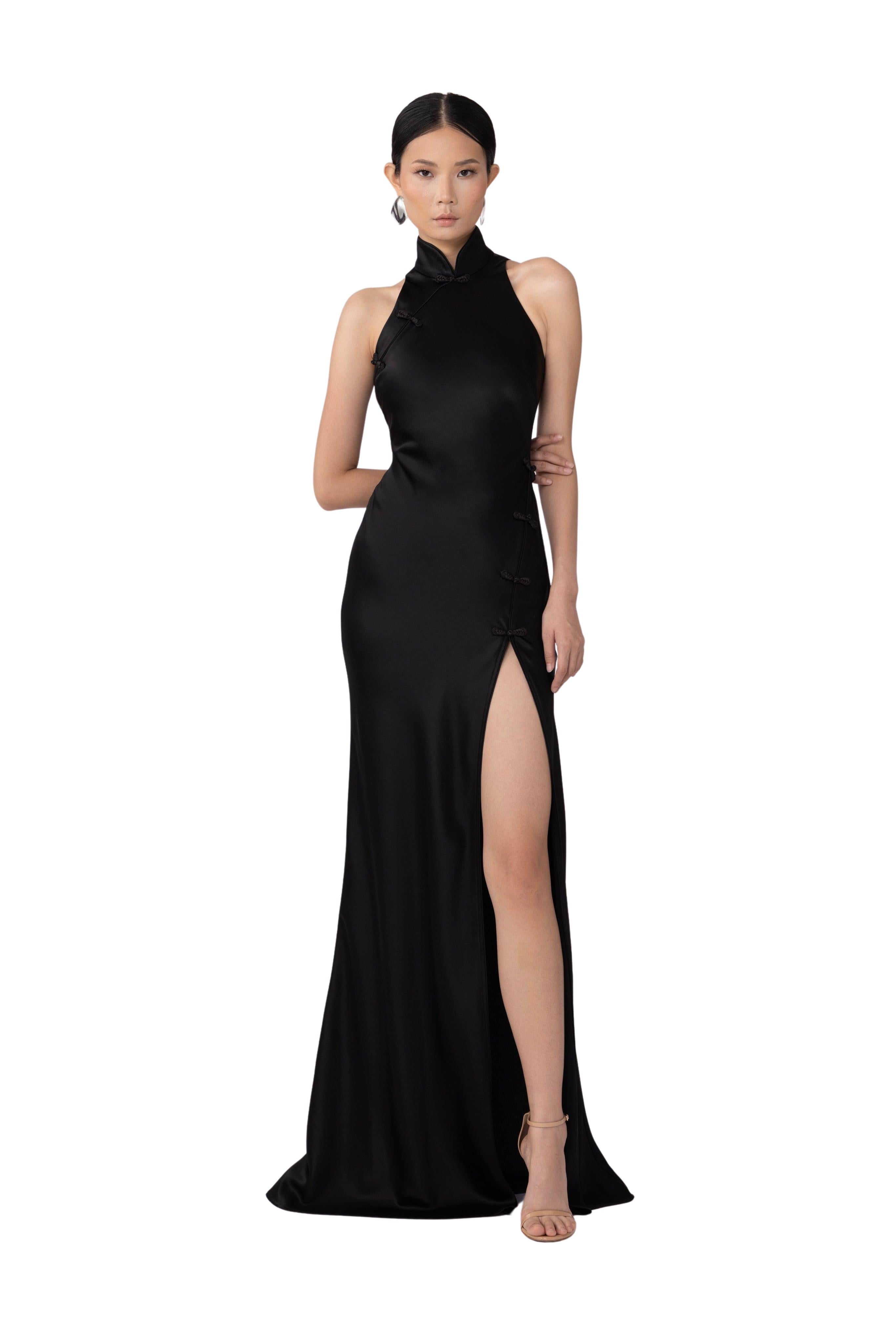 Phoebe Satin Gown (Black)