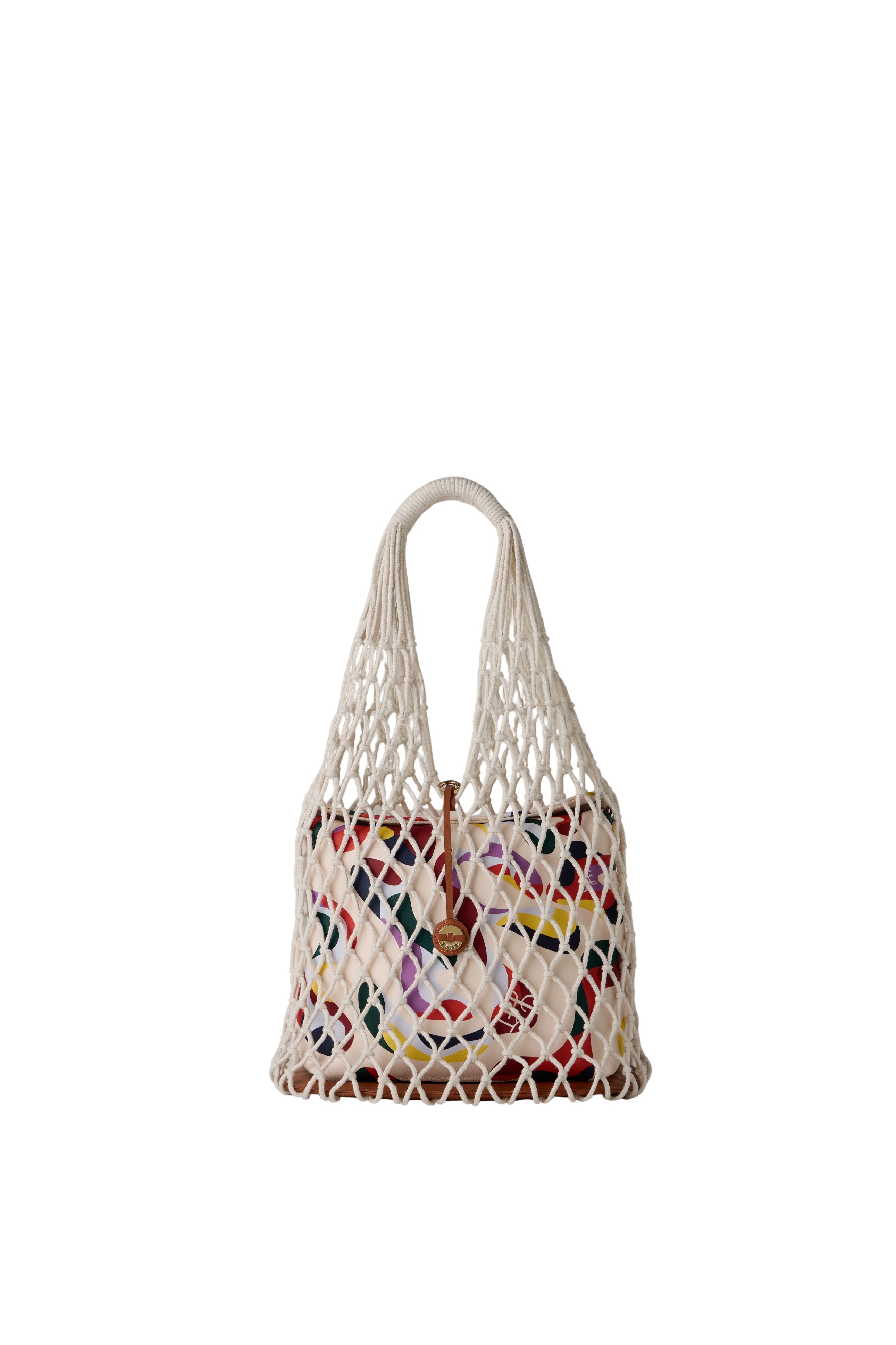 Dancing Hand Woven Vertical Tote - White