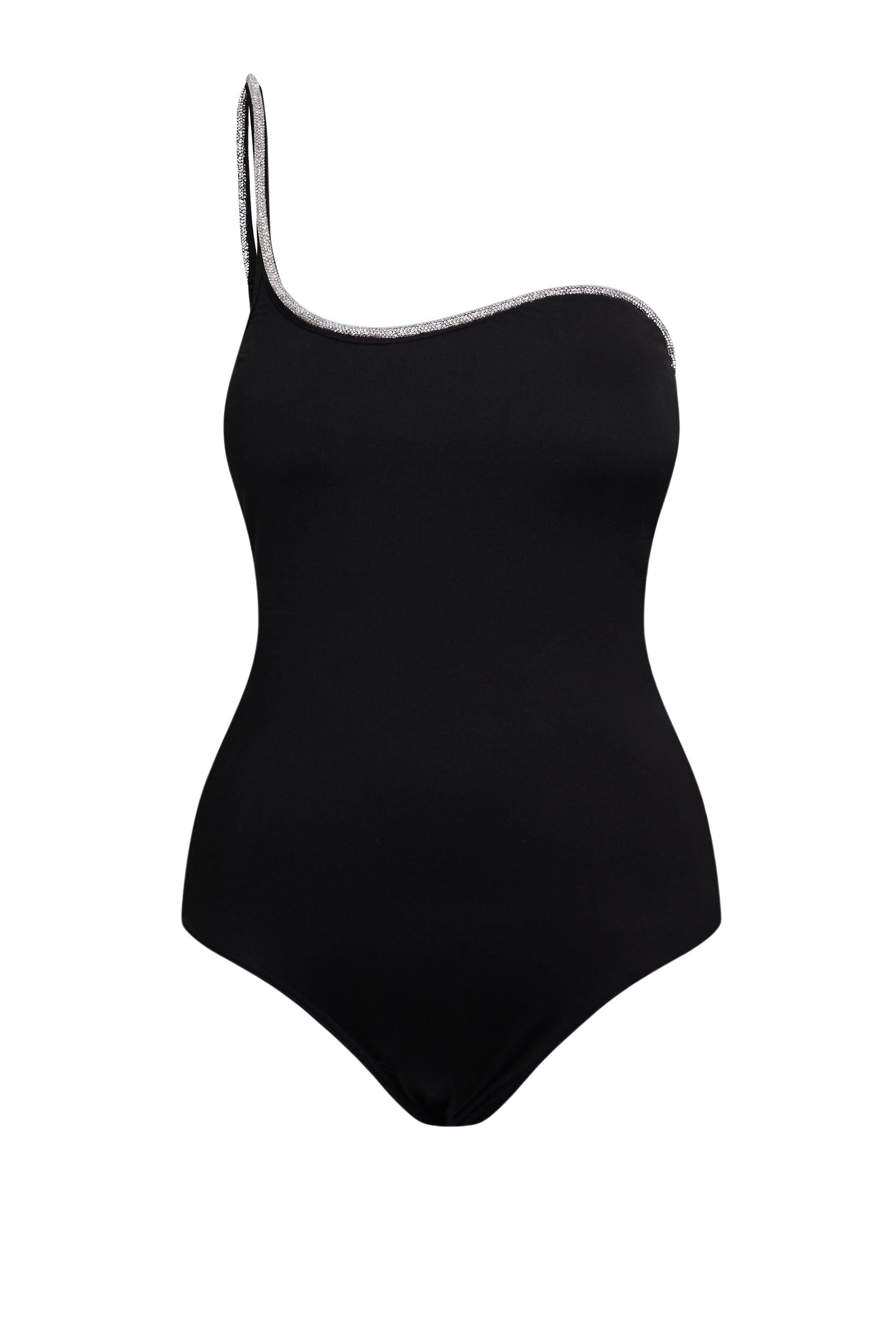 Sculpted Neckline Swimsuit Black