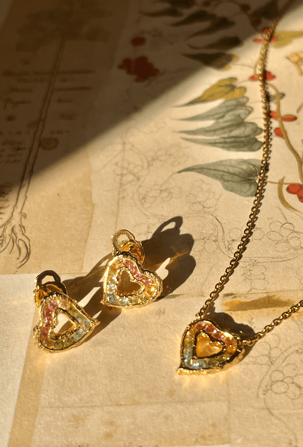 Mini Heart Rainbow Sapphire Necklace